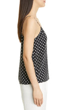 Load image into Gallery viewer, Equipment Women’s Layla V-Neck Polkadot Silk Cami Navy Blue Tank Top