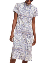 Load image into Gallery viewer, Anthropologie Women&#39;s Lea Mock Neck Short Sleeve Knit Midi Blue Dress - L (Petite) - Luxe Fashion Finds