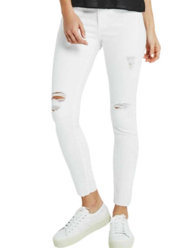 AG Jeans Womens 30 White Skinny Mid Rise Legging Ankle Crop Distressed Pant