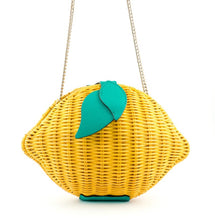 Load image into Gallery viewer, Kate Spade Women’s Picnic Perfect Lemon Wicker Leather Yellow Crossbody