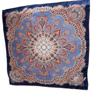 Liberty London Women’s Silk Twill Paisley Floral Print Square 26x26in Blue Scarf