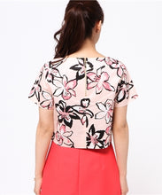 Load image into Gallery viewer, Kate Spade Women’s Tiger Lilly Floral Stretch Cotton Short Sleeve Crop Top, Pink – S - Luxe Fashion Finds