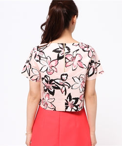 Kate Spade Women’s Tiger Lilly Floral Stretch Cotton Short Sleeve Crop Top, Pink – S - Luxe Fashion Finds