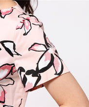 Load image into Gallery viewer, Kate Spade Women’s Tiger Lilly Floral Stretch Cotton Short Sleeve Crop Top, Pink – S - Luxe Fashion Finds