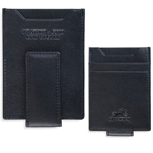 Mancini Men's RFID Magnetic Money Clip Black Leather Card Case Wallet