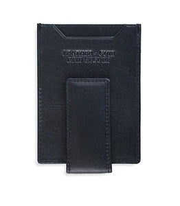 Mancini Men's RFID Magnetic Money Clip Black Leather Card Case Wallet