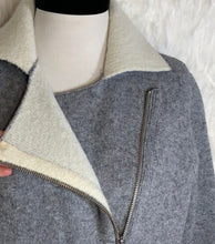 Load image into Gallery viewer, Anthropologie Women&#39;s Moto Asymmetric Zip Contrast Collar Grey Knit Jacket, S
