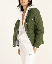 Load image into Gallery viewer, J Crew Jacket 2X Womens Quilted Downtown Zip/Snap Green Cotton Field, Plus