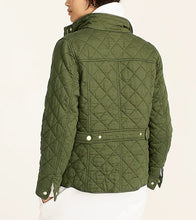 Load image into Gallery viewer, J Crew Field Jacket Womens Large Green Quilted Downtown Zip/Snap Cotton Ladies