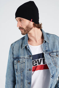 Levis Hat Mens Beanie Otis Rib Knit Red Tab Logo One Size, Black,Navy,Gray