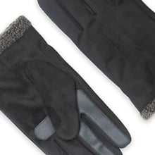 Load image into Gallery viewer, Isotoner Men’s SmarTouch Microsuede Faux Shearling Black Tech Winter Gloves