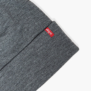 Levis Men’s Slouchy Stretch Rib Knit Logo Cuffed Beanie Hat, Blue/Gray OS