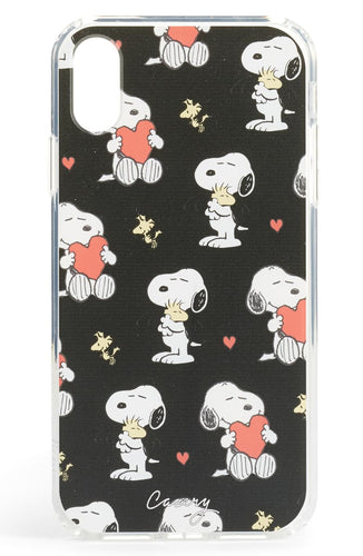 Peanuts Casery iPhone XS MAX Snoopy Hearts Anti-Scratch Protective Black Case