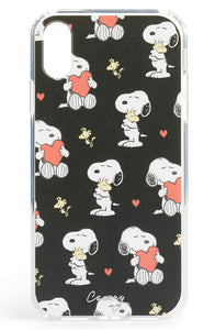 Peanuts Casery iPhone XS MAX Snoopy Hearts Anti-Scratch Protective Black Case