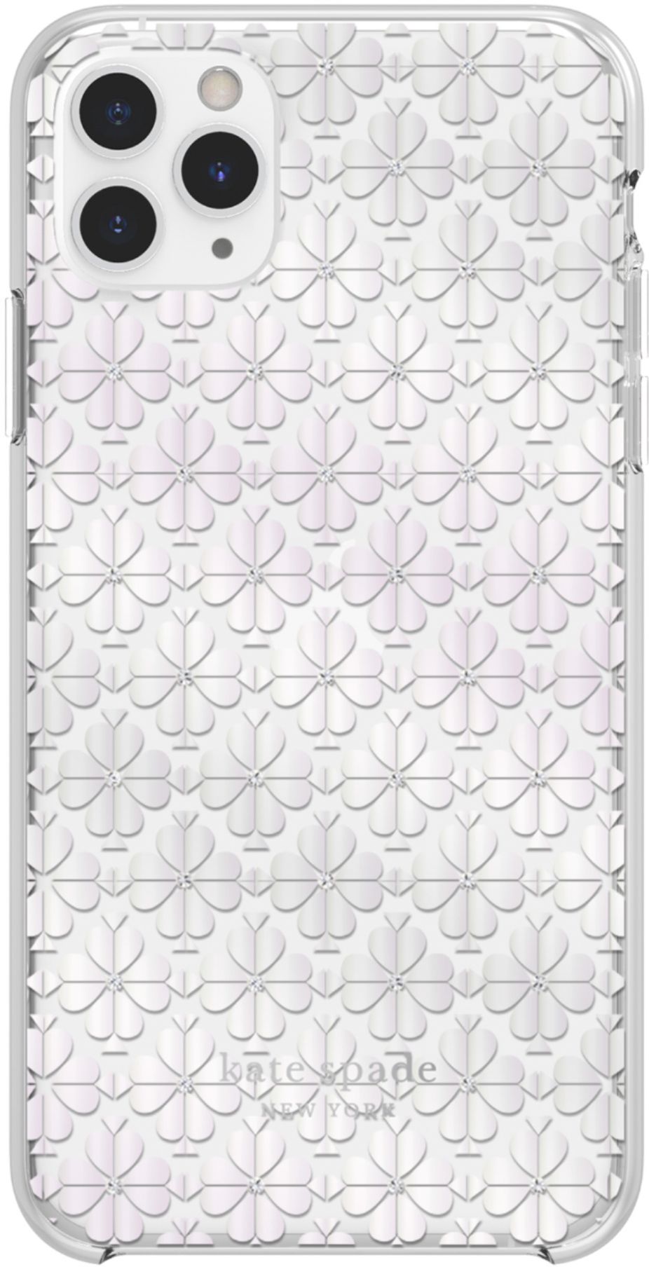 Kate Spade iPhone 12 & 12PRO White Glitter Spade Flower Hardshell Case, NIB