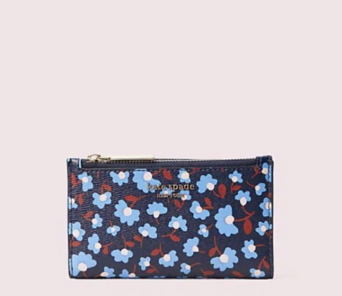 Kate Spade Women's Spencer Vegan Leather Floral Small Bifold Blue