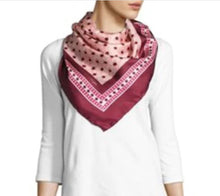 Load image into Gallery viewer, Kate Spade Women&#39;s Square Floral Moroccan Tile Silk 33 x 33in Pink Scarf