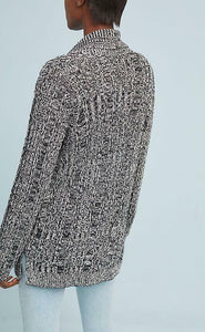 Anthropologie Women’s Cardigan - Shawl Collar Cotton Rib Knit Open Front Grey - S - Luxe Fashion Finds