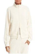Load image into Gallery viewer, Vince Women&#39;s Drop Shoulder 2-Way Zip Cotton Terry Off White Bomber Jacket, S