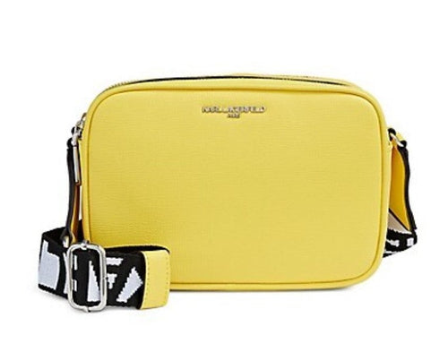 Karl Lagerfeld Crossbody Womens Yellow Maybelle Vegan Double Zip Camera Bag